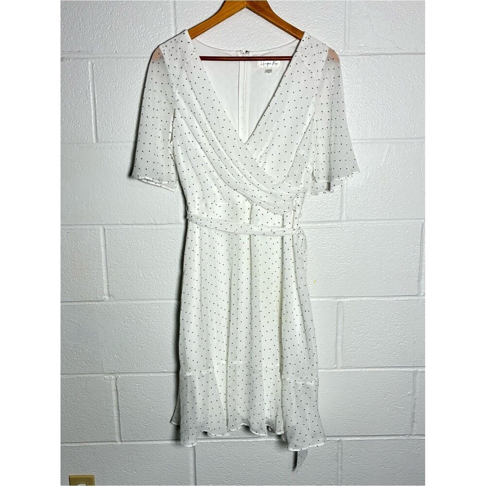 Harper Rose polka dot slit sleeve tie waist dress